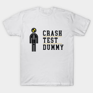 Crash Test Dummy Stickman Yellow Safety Testman with Black Dark Text and Yellow Line Separated T-Shirt